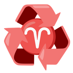 Aries and recycling symbol