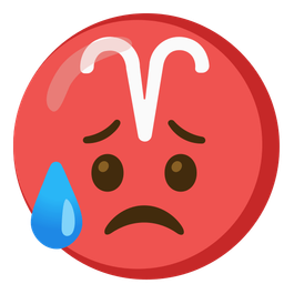 Aries and sad but relieved face