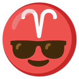 Aries and smiling face with sunglasses