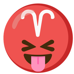 Aries and Squinting face with tongue