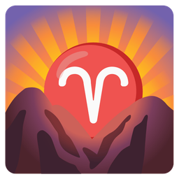 Aries and sunrise over mountains