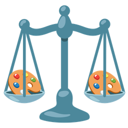 artist palette and balance scale