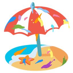 artist palette and beach with umbrella