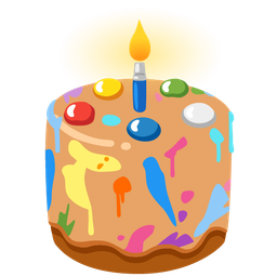 artist palette and birthday cake