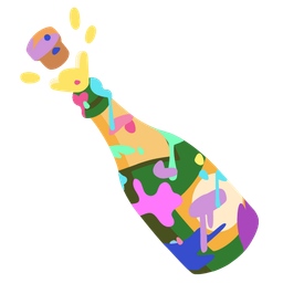 artist palette and bottle with popping cork