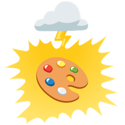 artist palette and cloud with lightning