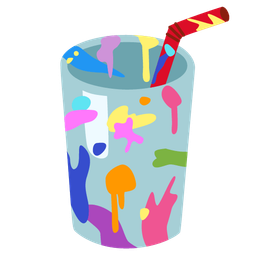 artist palette and cup with straw