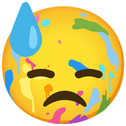 artist palette and downcast face with sweat