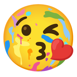 Artist palette and Face blowing a kiss