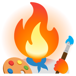 artist palette and fire