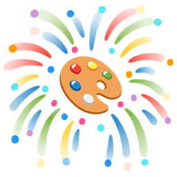 artist palette and fireworks