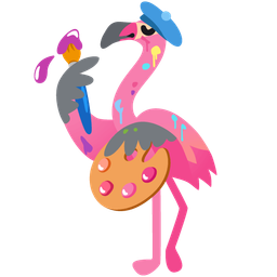 artist palette and flamingo
