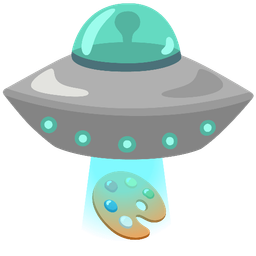 artist palette and flying saucer