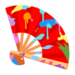 artist palette and folding hand fan