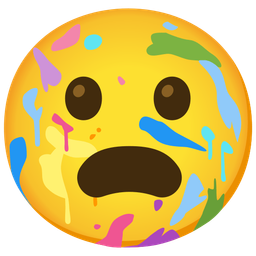 artist palette and frowning face with open mouth