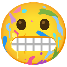 artist palette and grimacing face