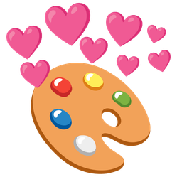 artist palette and heart with arrow