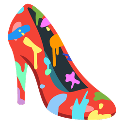 artist palette and high-heeled shoe