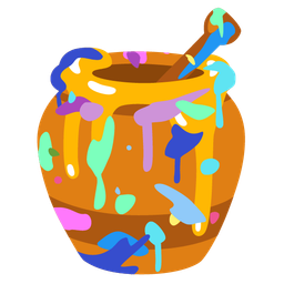 artist palette and honey pot