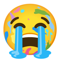 artist palette and loudly crying face