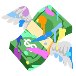 artist palette and money with wings