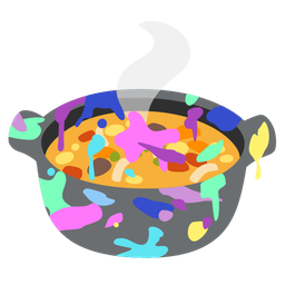 artist palette and pot of food