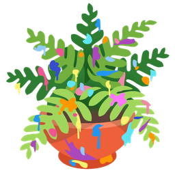 artist palette and potted plant