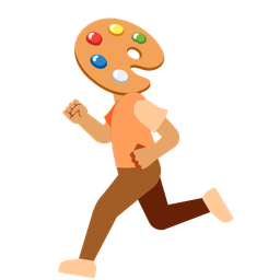 artist palette and running shoe