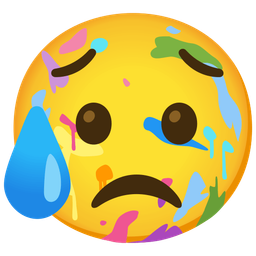 artist palette and sad but relieved face