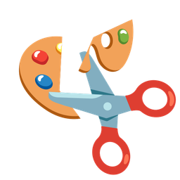 artist palette and scissors