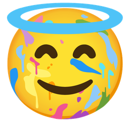Artist palette and Smiling face with halo