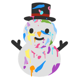 artist palette and snowman without snow