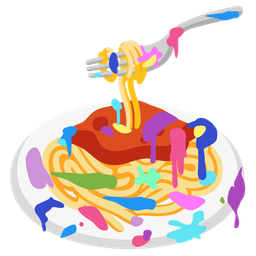 artist palette and spaghetti