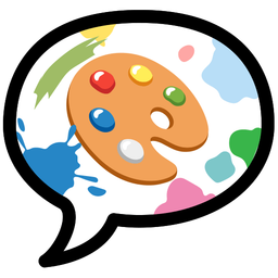 artist palette and speech balloon