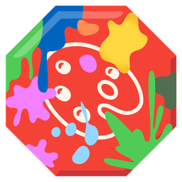 artist palette and stop sign