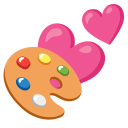 artist palette and two hearts