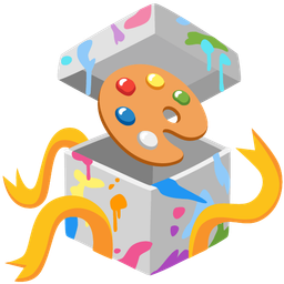 artist palette and wrapped gift