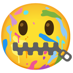 artist palette and zipper-mouth face