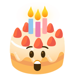 Astonished face and Birthday cake