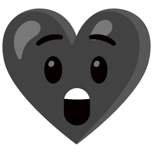 Astonished face and Black heart