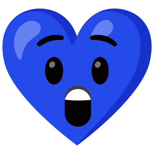 Astonished face and Blue heart