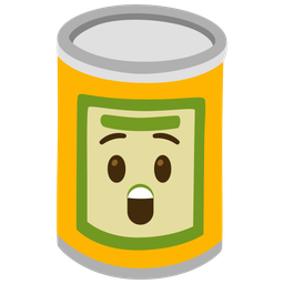 astonished face and canned food