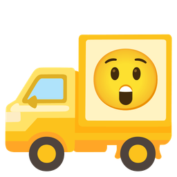 astonished face and delivery truck