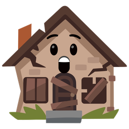 Astonished face and Derelict house