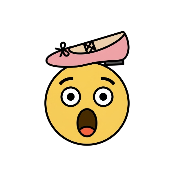 Astonished face and Flat shoe