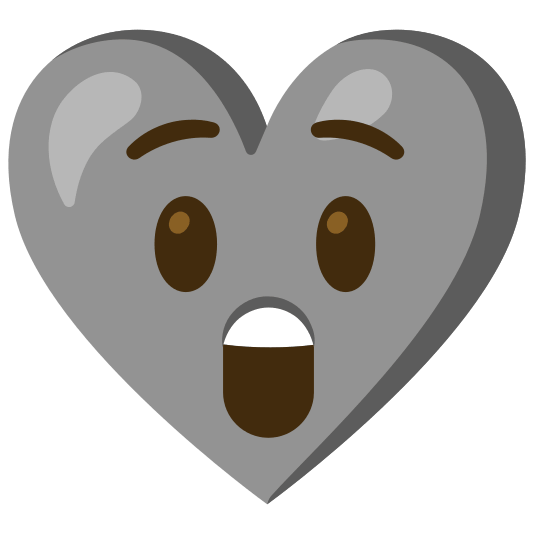 Astonished face and Grey heart