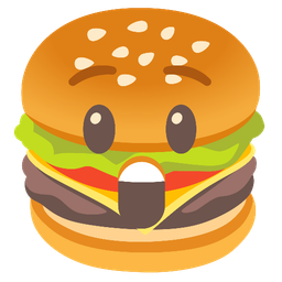 astonished face and hamburger