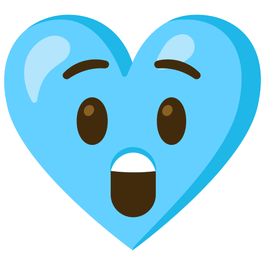Astonished face and Light blue heart