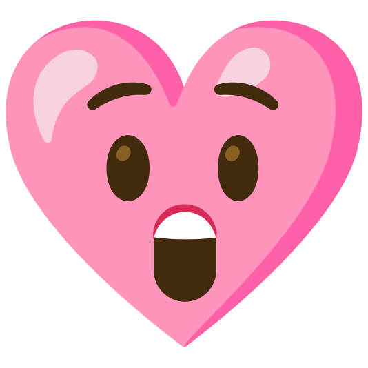 Astonished face and Pink heart