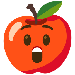 Astonished face and Red apple